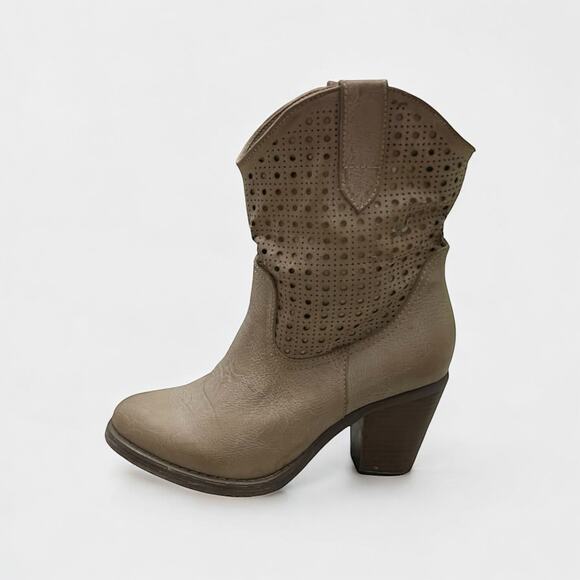 FrancescoMilano Tan Leather Western Heeled Boots - Picture 1 of 7